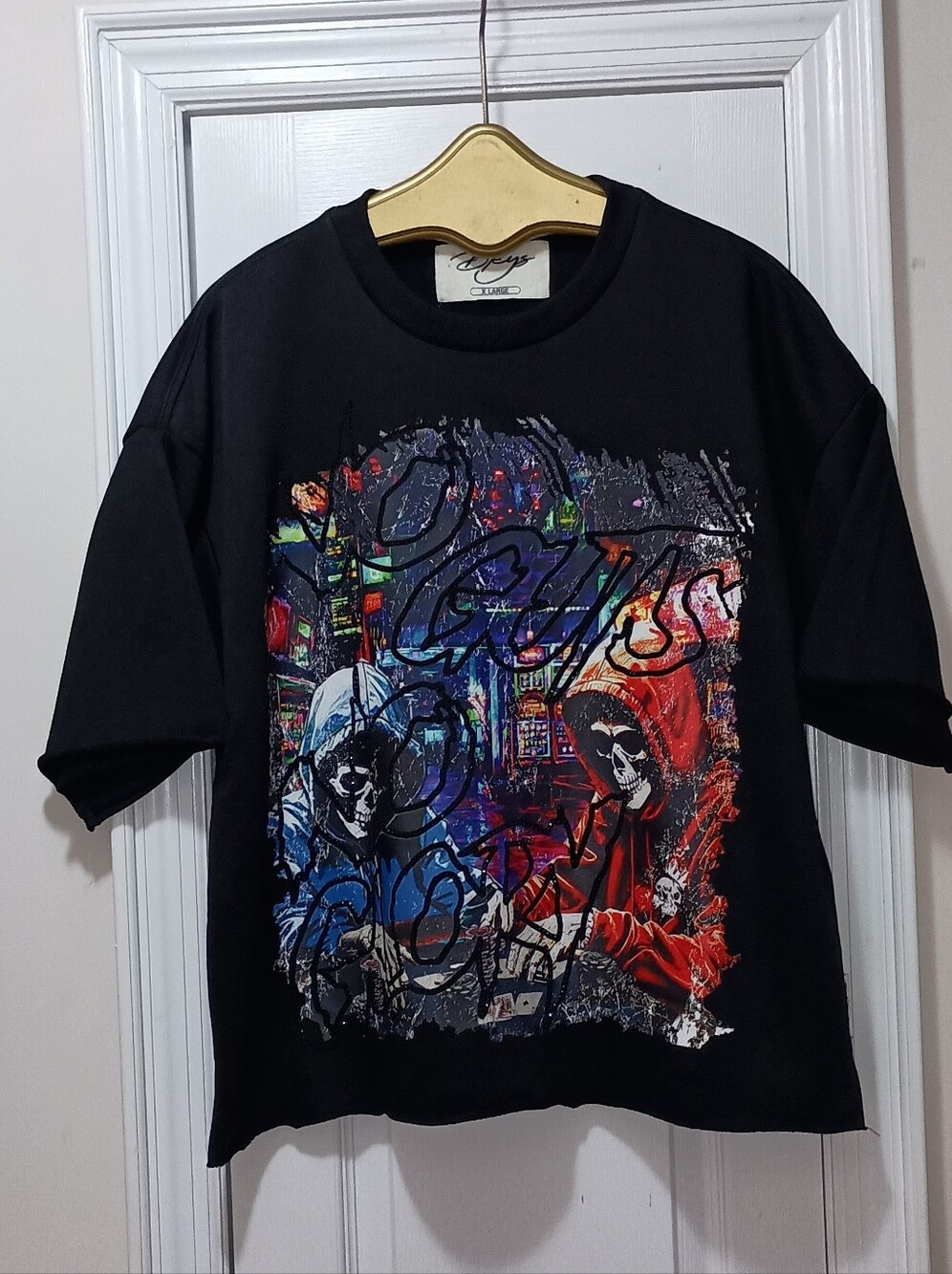 Bkys No Guts No Glory Rhinestone Cropped Style Fleece Men's Top XL